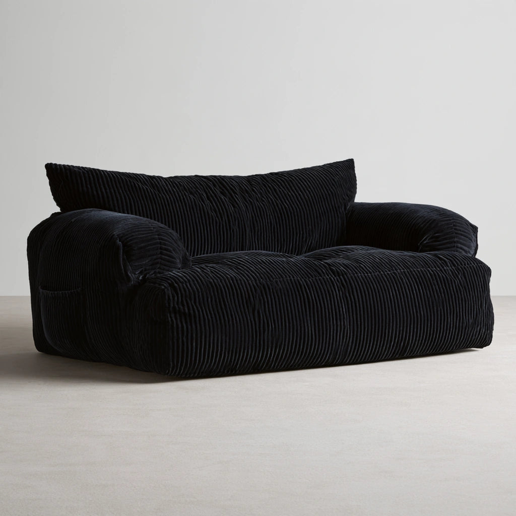 Sofa dwuosobowa, ze sztruksu, kolor: czarny