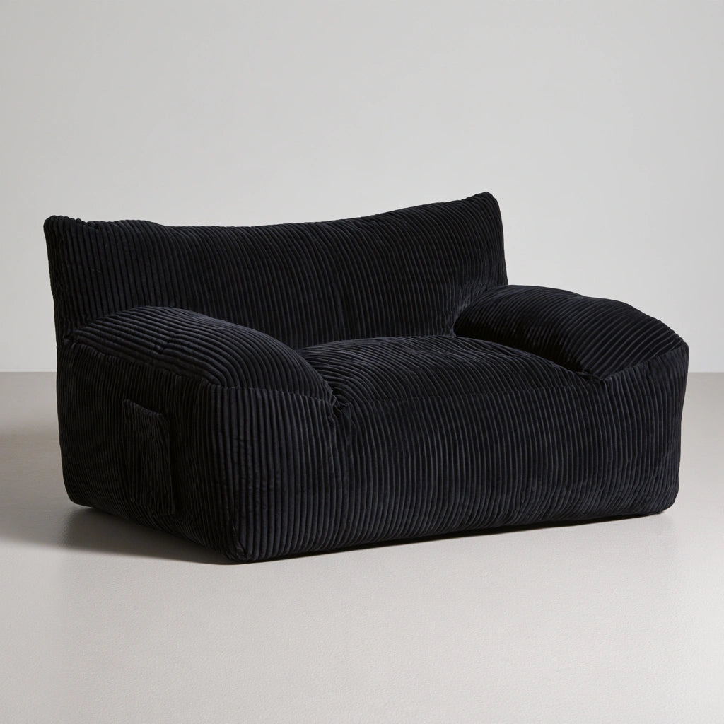 Sofa dwuosobowa, ze sztruksu, kolor: czarny