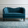 Sofa dwuosobowa, tapicerowany tkaniną, kolor: morski